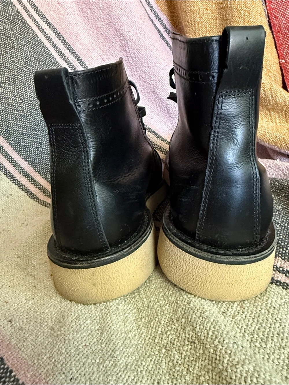 Broken Homme - Black Leather Chukka Boots with Cream Vibram Sole